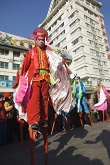 Parades Prints: Stilt walkers, Chinese New Year, Spring Festival, Beijing, China, Asia