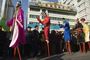 Images Dated 10th February 2008: Stilt walkers, Chinese New Year, Spring Festival, Beijing, China, Asia