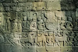 Stone bas-reliefs depicting scenes of rural life and historical events