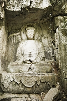 Stone Carving Prints: Stone Buddha rock carvings, Hangzhou, Zhejiang Province, China, Asia