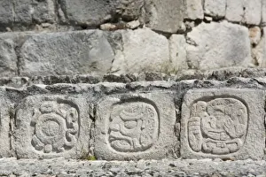 Campeche Prints: Stone carved Hieroglyphs, Structure of Five Floors (Pisos)