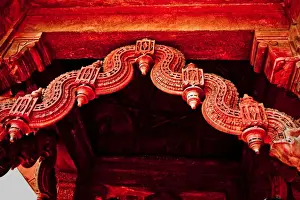 Typically Indian Prints: Stone carving detail, Red Fort, Delhi, India, Asia
