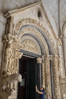 Looking Away Gallery: Stone carving outside The Cathedral of St. Lawrence, Trogir, UNESCO Wold Heritage Site