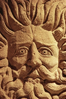 Beard Prints: Stone carving, below Pump Room, Bath, Avon (Somerset), England, United Kingdom, Europe