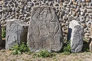 Oaxaca Prints: Stone carvings, Monte Alban, UNESCO World Heritage Site, Oaxaca, Mexico, North America