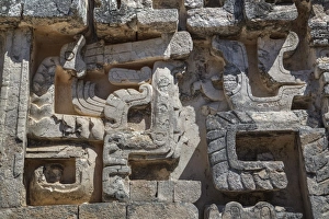 Campeche Prints: Stone carvings, Structure II, Hochob, Mayan archaeological site, Chenes style, Campeche