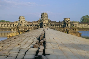 Walk Way Prints: Stone causeway leading to the temple of Angkor Wat, Angkor, Siem Reap, Cambodia