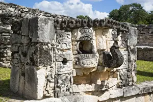 Yucatan State Prints: Stone Chac Mask, Mayan Ruins, Mayapan Archaeological Zone