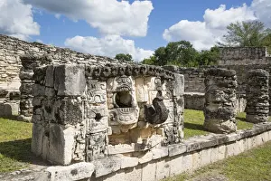 Stone Chac Mask, Mayan Ruins, Mayapan Archaeological Zone, Yucatan State, Mexico, North America
