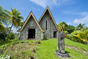 Papua New Guinea Prints: Stone church on Kvato island, Papua New Guinea, Pacific