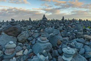 Stack Prints: Stone Displays at Playa Jardin, Puerto de la Cruz, Tenerife, Canary Islands, Spain