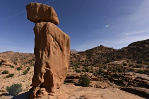 North African Prints: Stone formation around village of Tafraoute, Morocco, North Africa, Africa