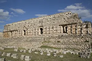 Palaces Prints: Stone Glyphs in front of the Palace of Masks, Kabah Archaeological Site, Yucatan