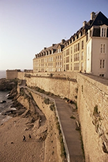 St Malo Prints: Stone ramparts of one-time pirate base, St. Malo, Brittany, France, Europe
