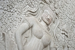 Stereotypically Cambodian Prints: Stone relief carving, Angkor Wat