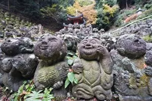 Images Dated 24th November 2009: Stone statues at Otagi Nenbutsu ji Temple, Arashiyama Sagano area, Kyoto, Japan, Asia