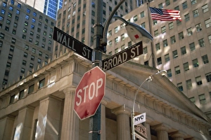 Broad Street Prints: Stop sign at junction of Wall Street and Broad Street