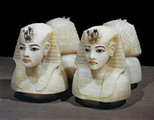 Pharaoh Prints: Stoppers in the form of the kings head from the four canopic urns