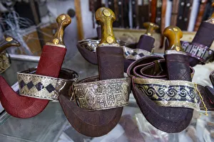 Souvenir Prints: Store for daggers (Jambiya), Najran, Kingdom of Saudi Arabia, Middle East