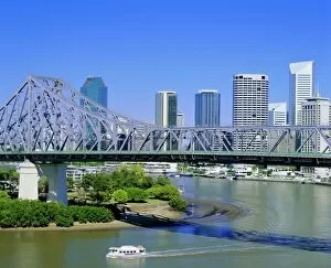 Images Dated 25th July 2008: The Storey Bridge and city skyline, Brisbane, Queensland, Australia