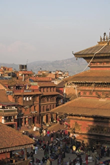 Bhaktapur Prints: Five storey Nyatapola Temple and Taumadhi Square, Bhaktapur, Nepal, Asia