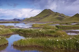 Fjallabak Prints: Stori-Kylingu, 730 m, overlooks Kylingar vegetated lakeshore, east of Landmannalaugar area