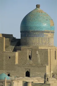 Nests Prints: Storks nest, Magok-i-Kurpa Mosque, Bukhara, Uzbekistan, Central Asia, Asia