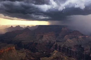 Moody Sky Prints: A storm passes through the Grand Canyon during a summer day