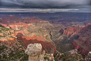 Storm Prints: Storm rolling over Grand Canyon viewed from the Walhalla Overlook on North Rim Arizona