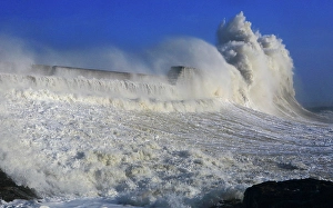 Turbulent Prints: Storm waves (Storm Eowyn), Porthcawl Pier, South Wales, United Kingdom