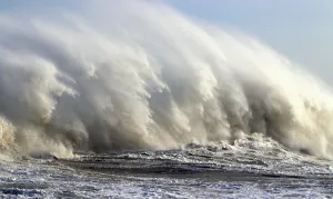 Turbulent Prints: Storm waves (Storm Eowyn), Porthcawl Pier, South Wales, United Kingdom