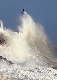 Conditions Prints: Storm waves (Storm Eowyn), Porthcawl Pier, South Wales, United Kingdom