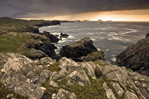 Isle Of Lewis Prints: Stormy evening view along coastline near Carloway, Isle of Lewis, Outer Hebrides