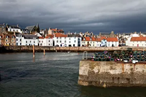 Port Prints: Stormy skies over St. Monans Harbour, Fife, Scotland, United Kingdom, Europe