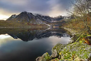 Lofoten Islands Prints: Storvatnet near Nusfjord at sunset
