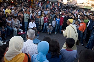 Listening Prints: Story teller at Djemaa el Fna, Marrakesh, Morocco, North Africa, Africa
