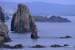Stoura Pund cliffs and stacks of red sandstone