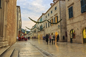 Motion Blur Prints: Stradun (Placa), pedestrian promenade, after sunset, evening blue hour, Old Town