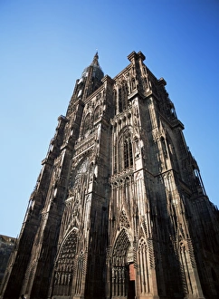Stone Carving Prints: Strasbourg Cathedral, Strasbourg, Bas-Rhin department, Alsace, France, Europe