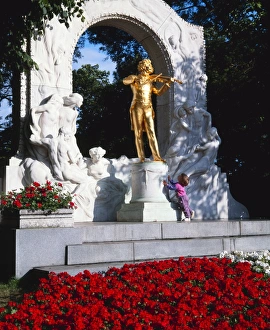 Austrian Prints: Strauss monument in Stadt park, Vienna, Austria, Europe