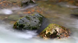 United Prints: Stream flows gently over rocks in Buttermere village during autumn in Cumbria