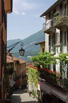 Terrace Prints: A street in Bellagio, Lake Como, Lombardy, Italy, Europe