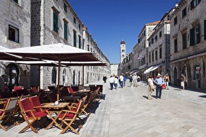 Street cafe on the main road Placa Stradun, Old Town, UNESCO World Heritage Site, Dubrovnik, Dalmatia, Croatia, Europe