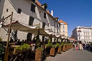 Street cafe in the Old Town of Tallinn, Estonia, Baltic States, Europe