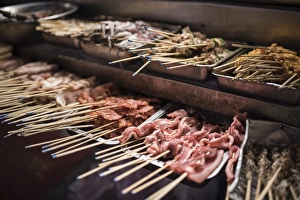 Malaysian Prints: Street food in Chinatown at night, Kuala Lumpur, Malaysia, Southeast Asia, Asia