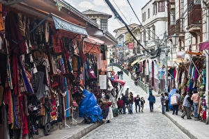 La Paz Prints: Street Market in La Paz, La Paz Department, Bolivia, South America
