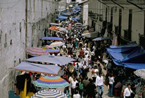 Crowded Prints: Street market, Old town, Quito, Ecuador, South America