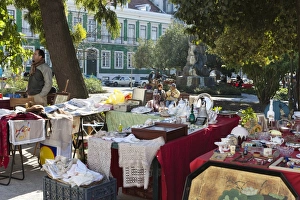 Bairro Alto Prints: Street market on Praca do Principe Real, Bairro Alto, Lisbon, Portugal, Europe