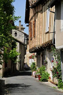 Homes Prints: Street of medieval houses, Issigeac, Dordogne, France, Europe