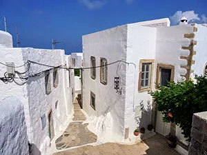 Patmos Prints: Street of Patmos Chora, Patmos Island, Dodecanese, Greek Islands, Greece, Europe